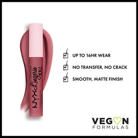 NYX PROFESSIONAL MAKEUP applicator close-up displaying precision wand and creamy matte formula benefit