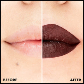 NYX PROFESSIONAL MAKEUP lips with full application showing bold deep-mesh color payoff benefit