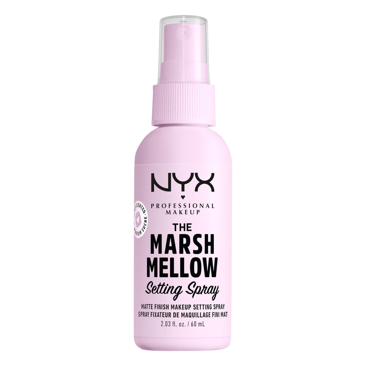 NYX PROFESSIONAL MAKEUP front packaging showing marshmellow setting spray for long hold