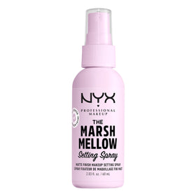 NYX PROFESSIONAL MAKEUP front packaging showing marshmellow setting spray for long hold