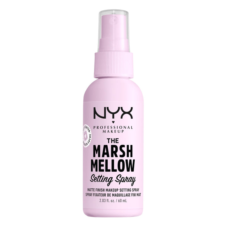 NYX PROFESSIONAL MAKEUP front packaging showing marshmellow setting spray for long hold