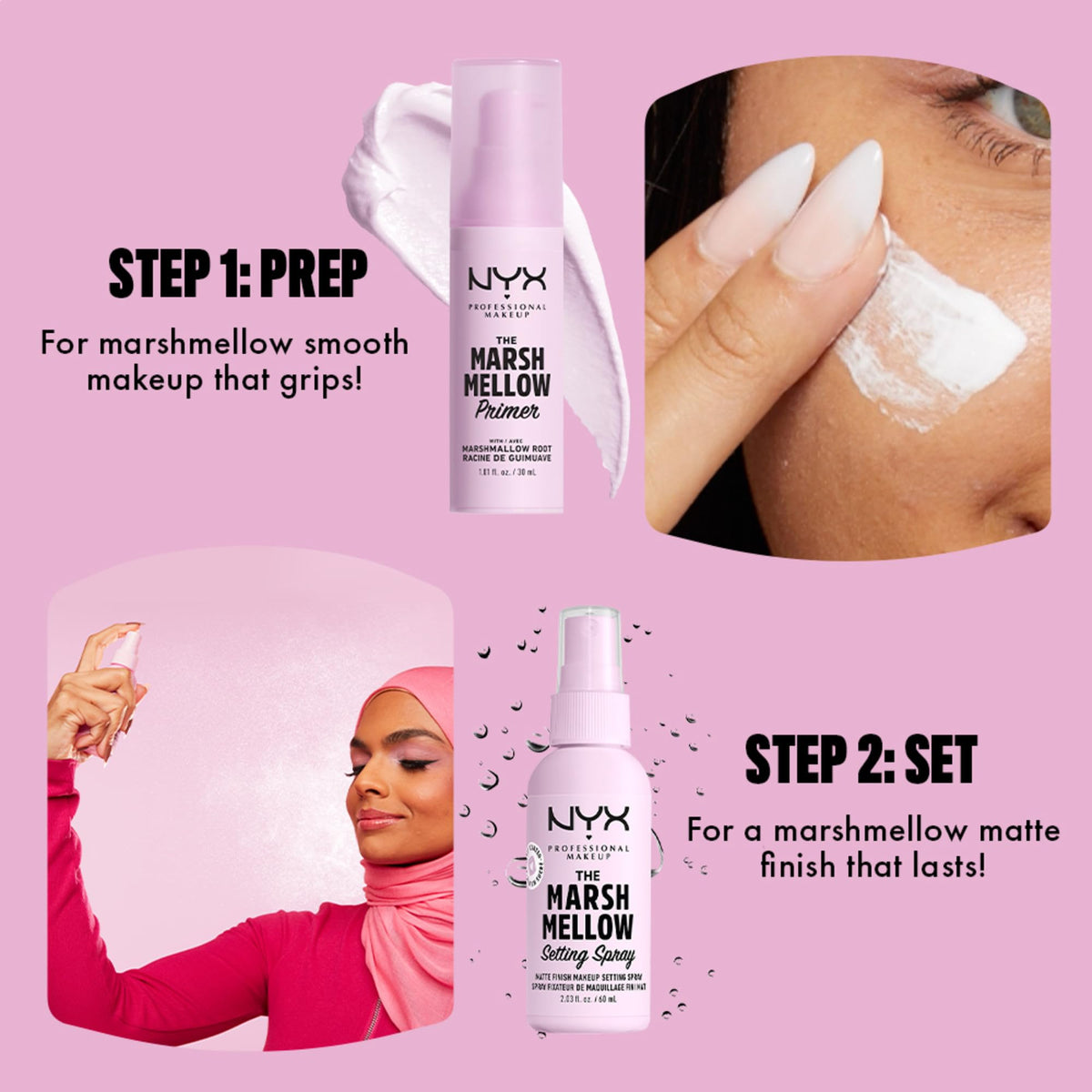 NYX PROFESSIONAL MAKEUP before and after skin comparison showing blurred pores benefit