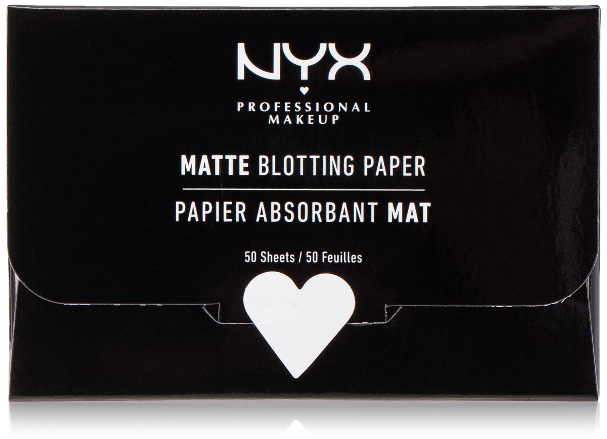 NYX PROFESSIONAL MAKEUP front packaging showing compact and 50 sheets for convenient matte touch-ups