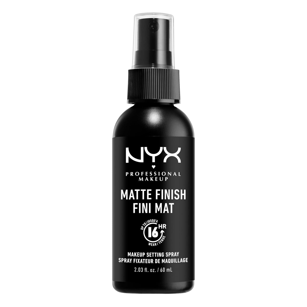 NYX PROFESSIONAL MAKEUP front bottle showing matte face mist packaging and benefit