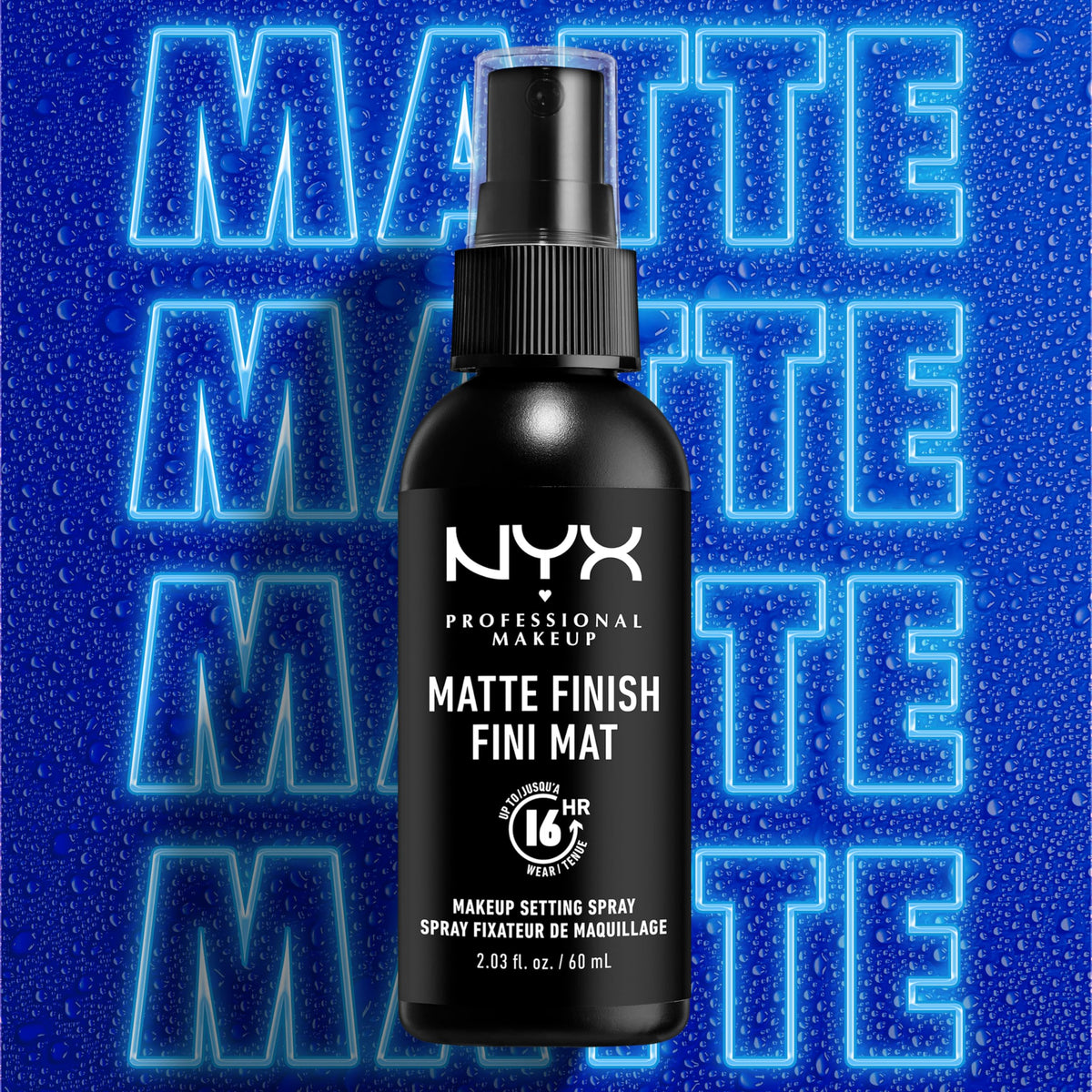 NYX PROFESSIONAL MAKEUP on vanity near mirror showing finished matte look benefit