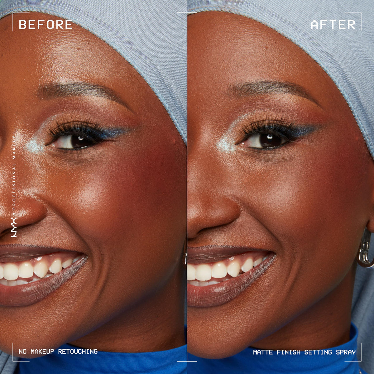 NYX PROFESSIONAL MAKEUP next to foundation and brush showing full routine compatibility
