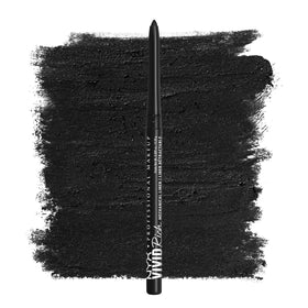 NYX PROFESSIONAL MAKEUP front view of Always Onyx pencil showing sleek packaging and bold black