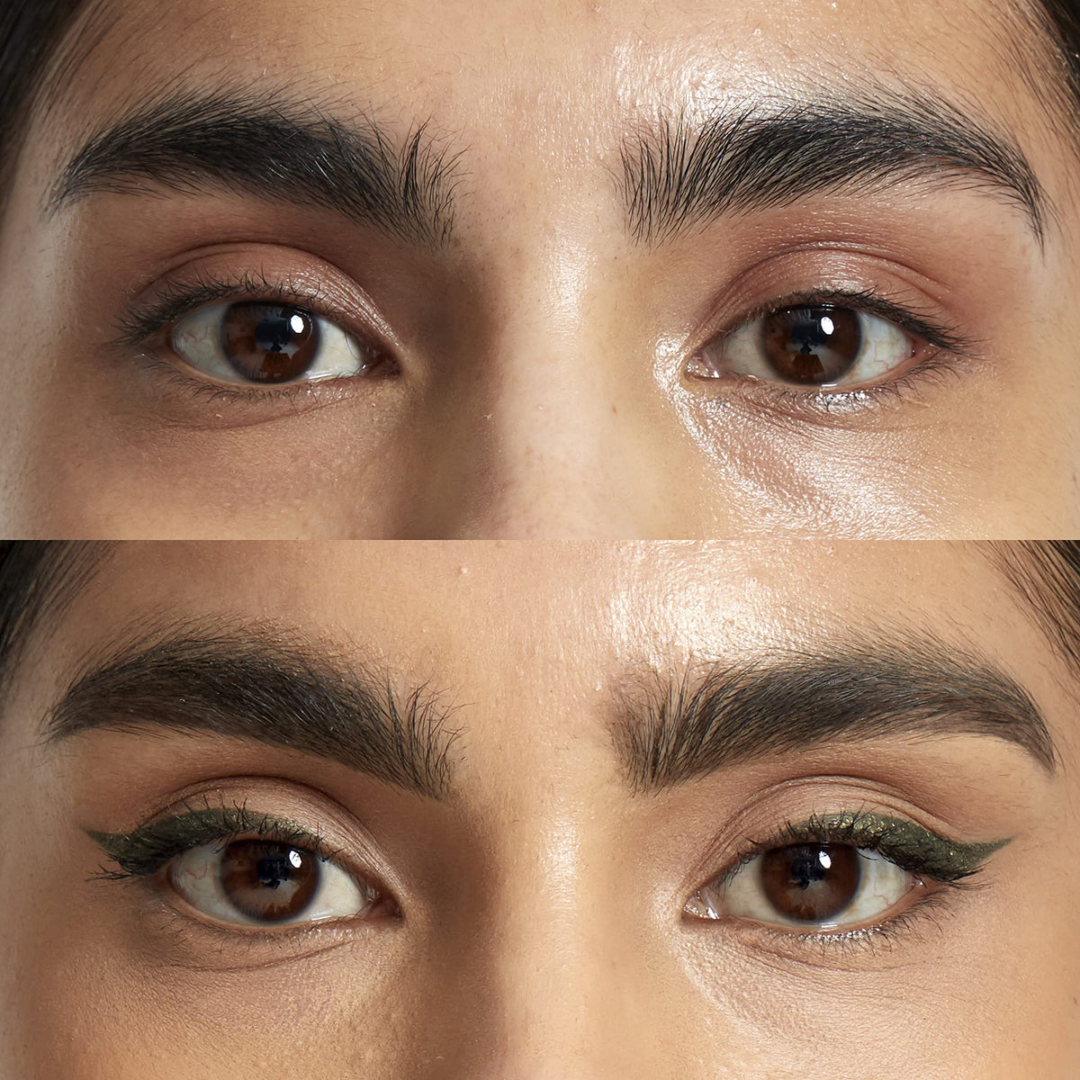 NYX PROFESSIONAL MAKEUP detailed winged liner using Golden Olive for dramatic depth