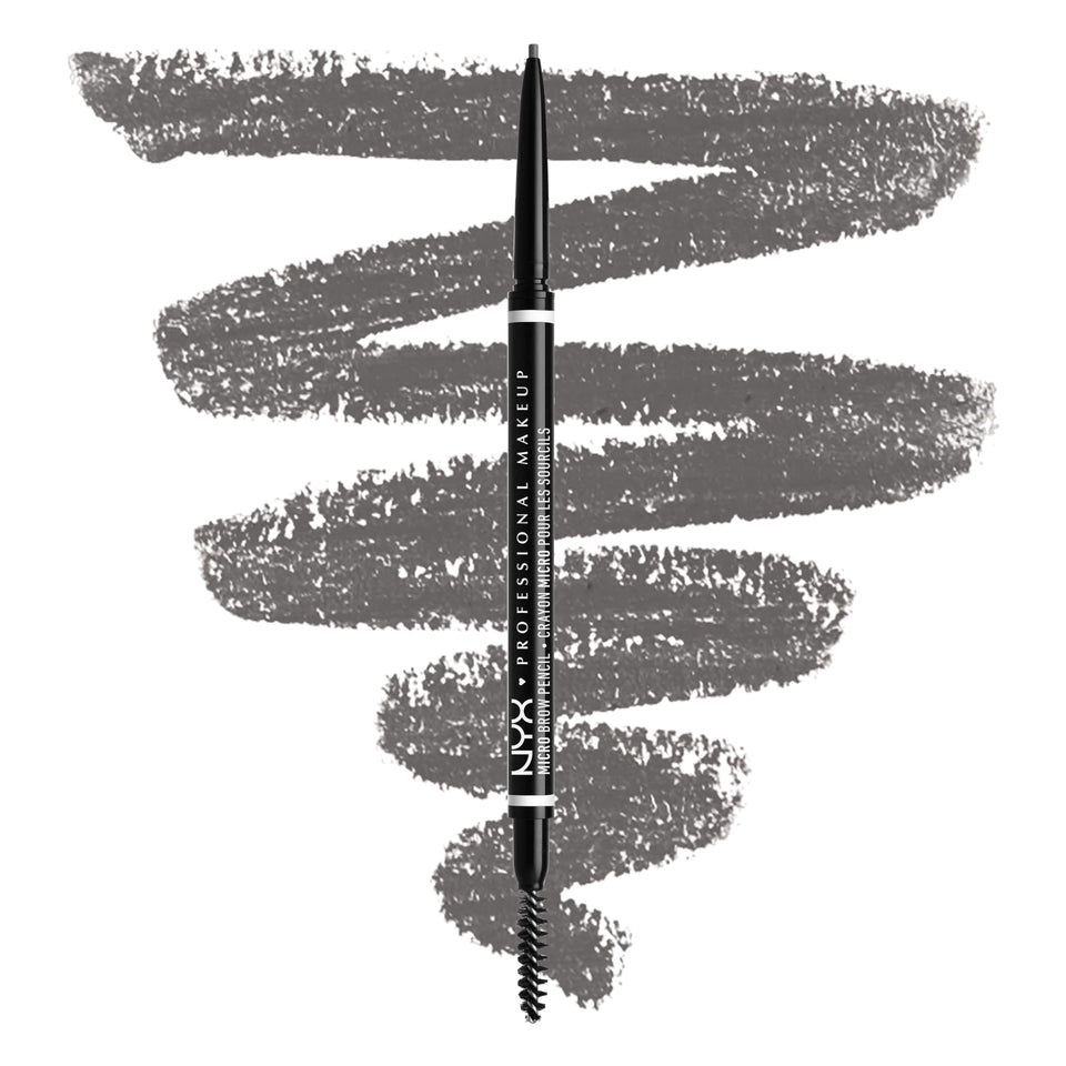 NYX PROFESSIONAL MAKEUP front packaging showing slim grey pencil, precise brows benefit