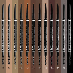 NYX PROFESSIONAL MAKEUP pencil held in hand to show compact size and travel-friendly convenience