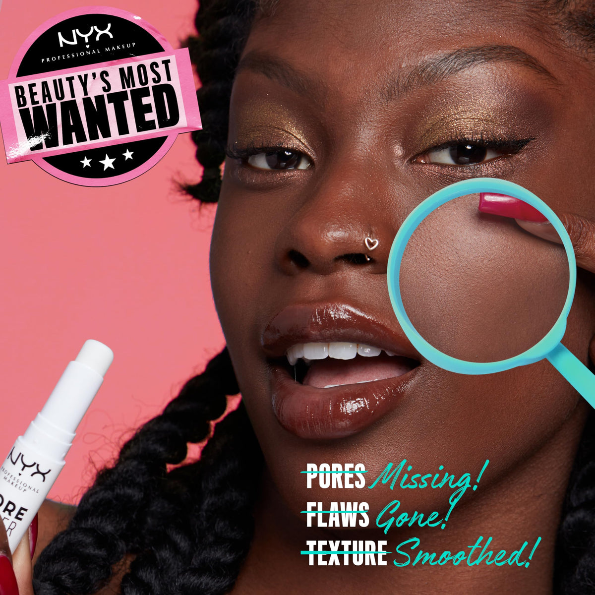 NYX PROFESSIONAL MAKEUP applicator close-up showing slanted tip for precise targeted application benefit