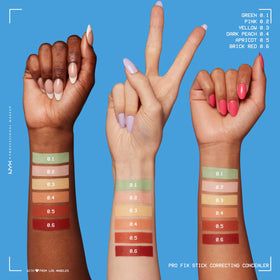 NYX PROFESSIONAL MAKEUP stick next to finger showing size and travel-friendly scale