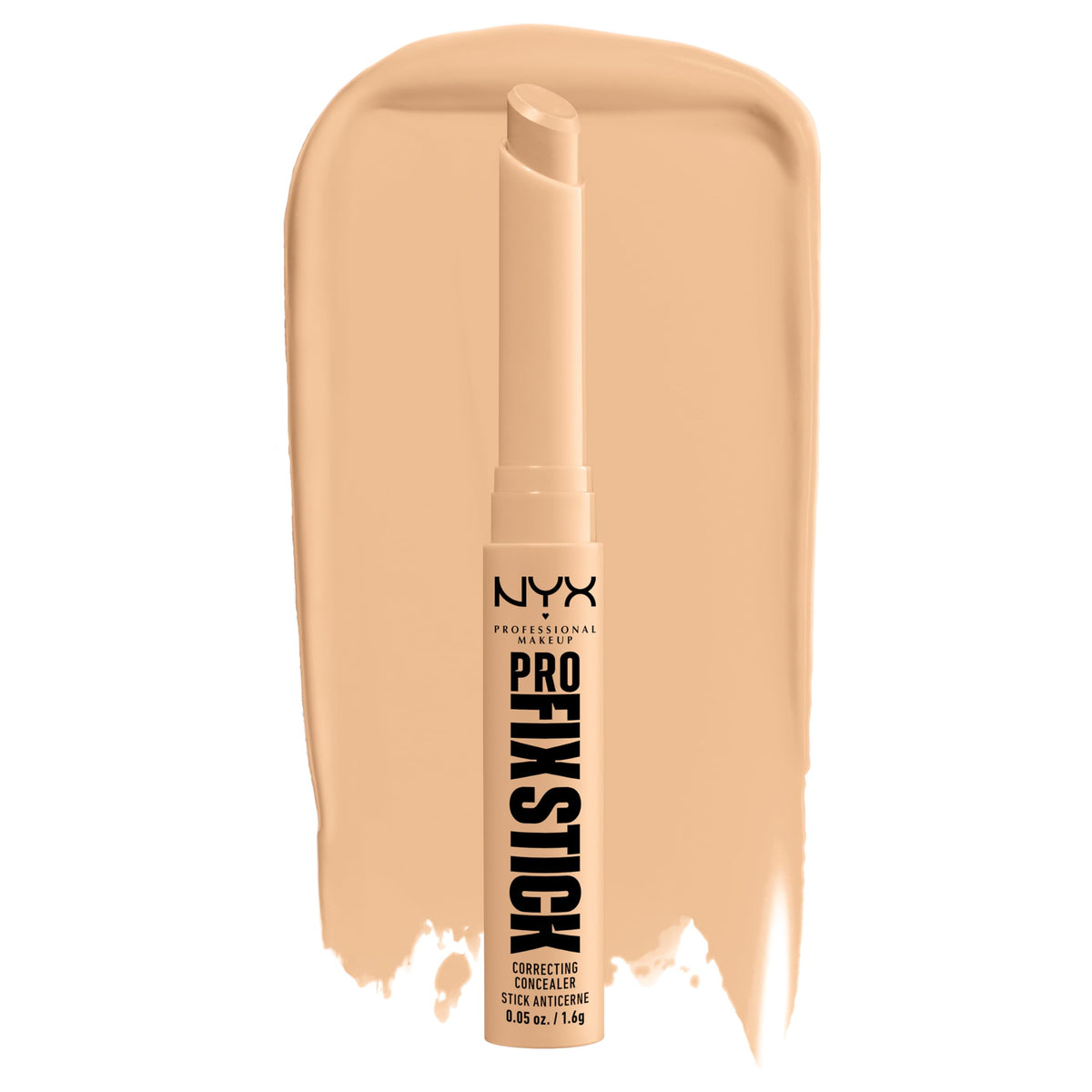 NYX PROFESSIONAL MAKEUP front packaging showing stick and cap, clear product ID and portability