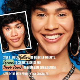 NYX PROFESSIONAL MAKEUP before and after closeup demonstrating redness neutralization and natural finish benefit