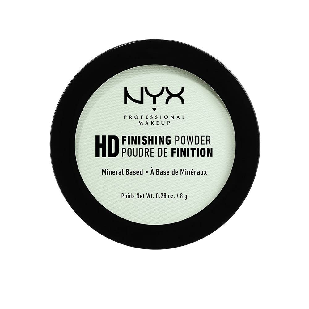 NYX PROFESSIONAL MAKEUP mint green pressed powder compact showing product and matte benefit