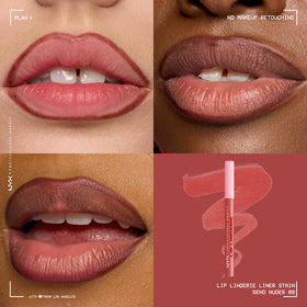 NYX PROFESSIONAL MAKEUP texture swatches on arm showing rosewood shade and smooth finish benefit: color preview