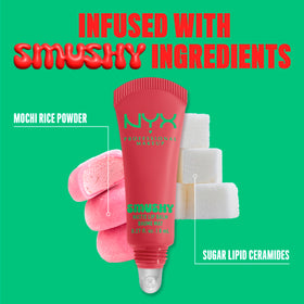 NYX Smushy Matte ingredient shot with mochi rice powder showing blurring benefit