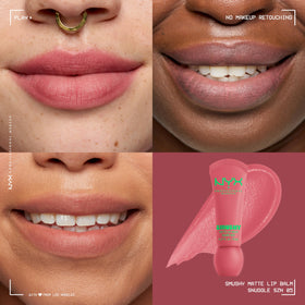 NYX Smushy Matte open applicator texture showing creamy, cushiony glide benefit