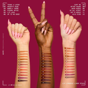 NYX Professional Makeup swatch stroked on hand to display true Black Cherry tone
