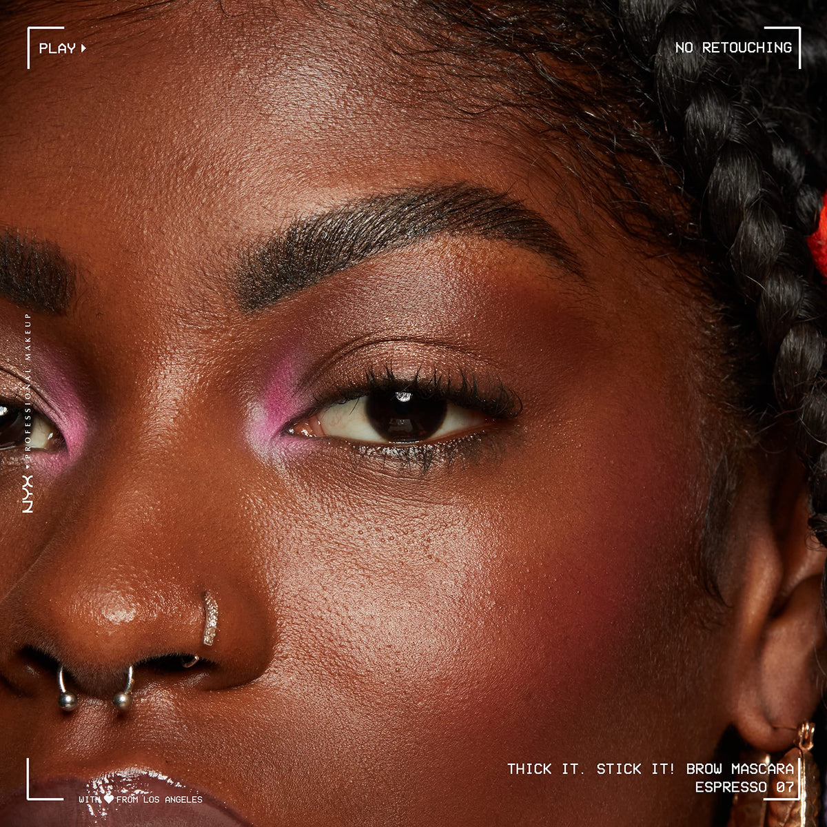 NYX PROFESSIONAL MAKEUP product applied on brows showing thicker definition