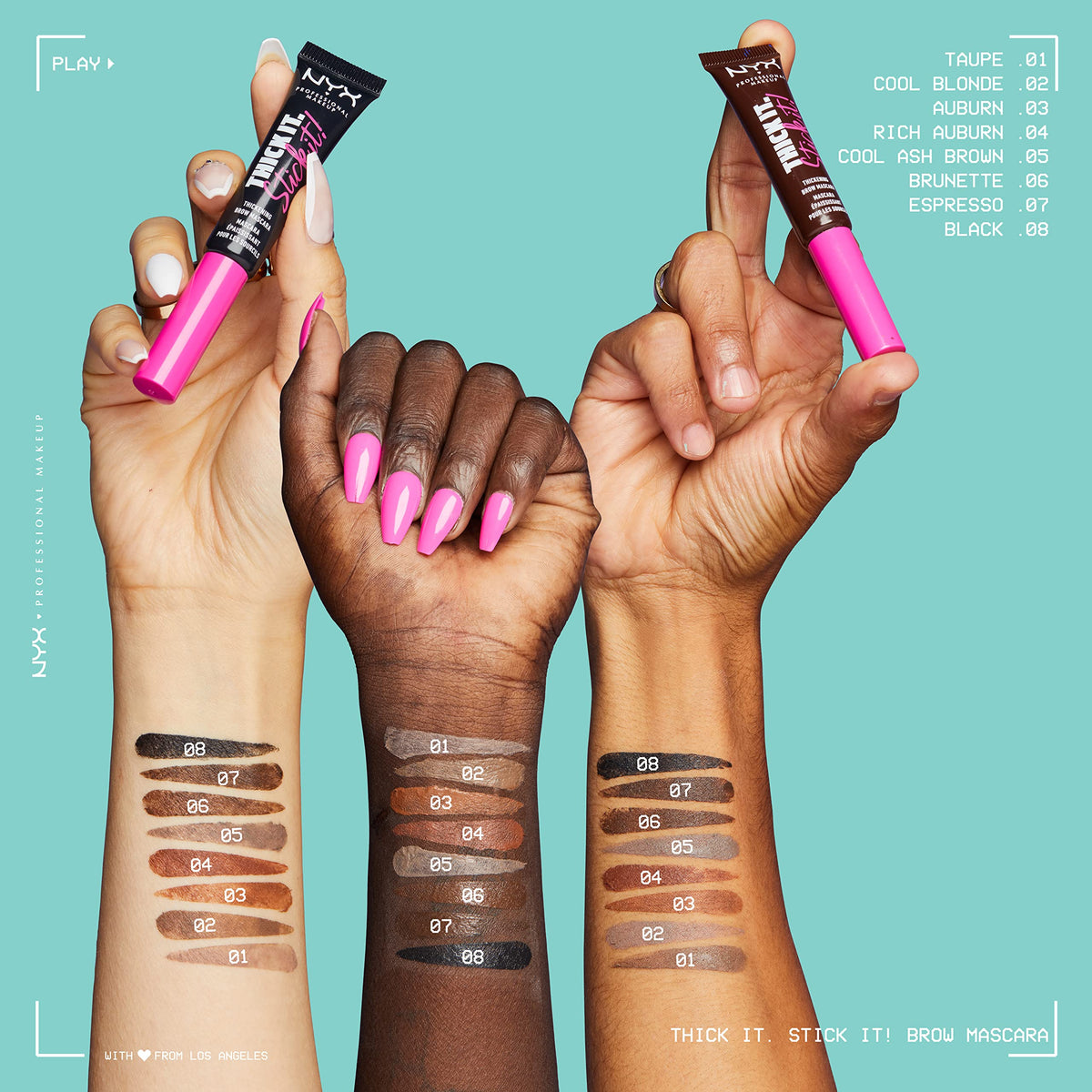 NYX PROFESSIONAL MAKEUP before and after brow transformation with volume