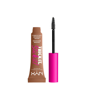 NYX PROFESSIONAL MAKEUP front packaging of Auburn brow mascara shows shade and benefit