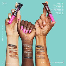 NYX PROFESSIONAL MAKEUP tube inside makeup bag for easy on-the-go styling