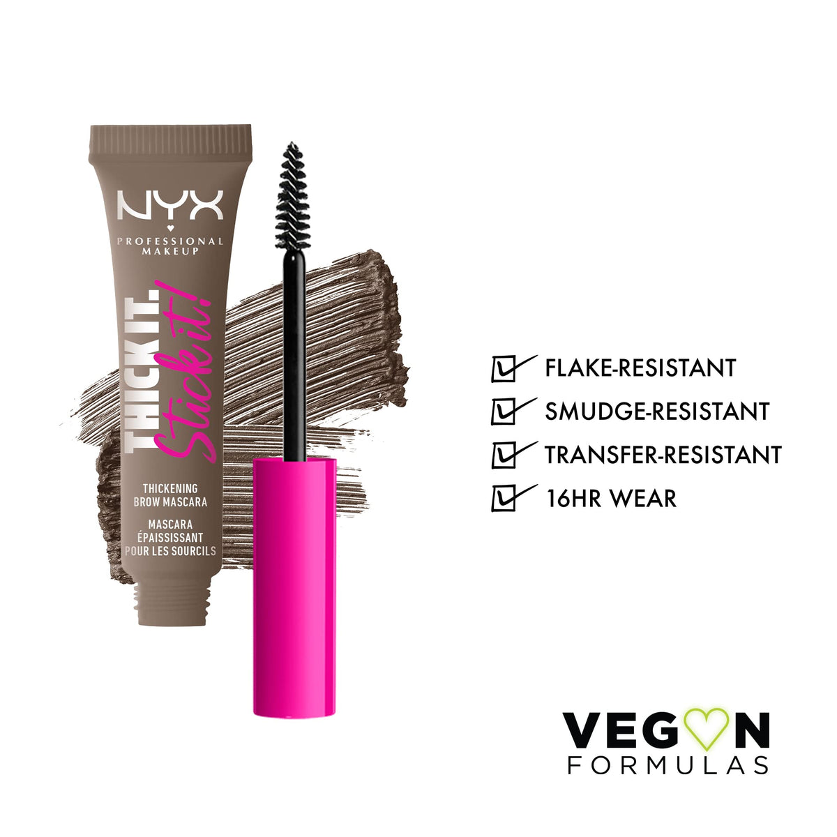 NYX PROFESSIONAL MAKEUP wand close-up displaying precise applicator for controlled brow shaping