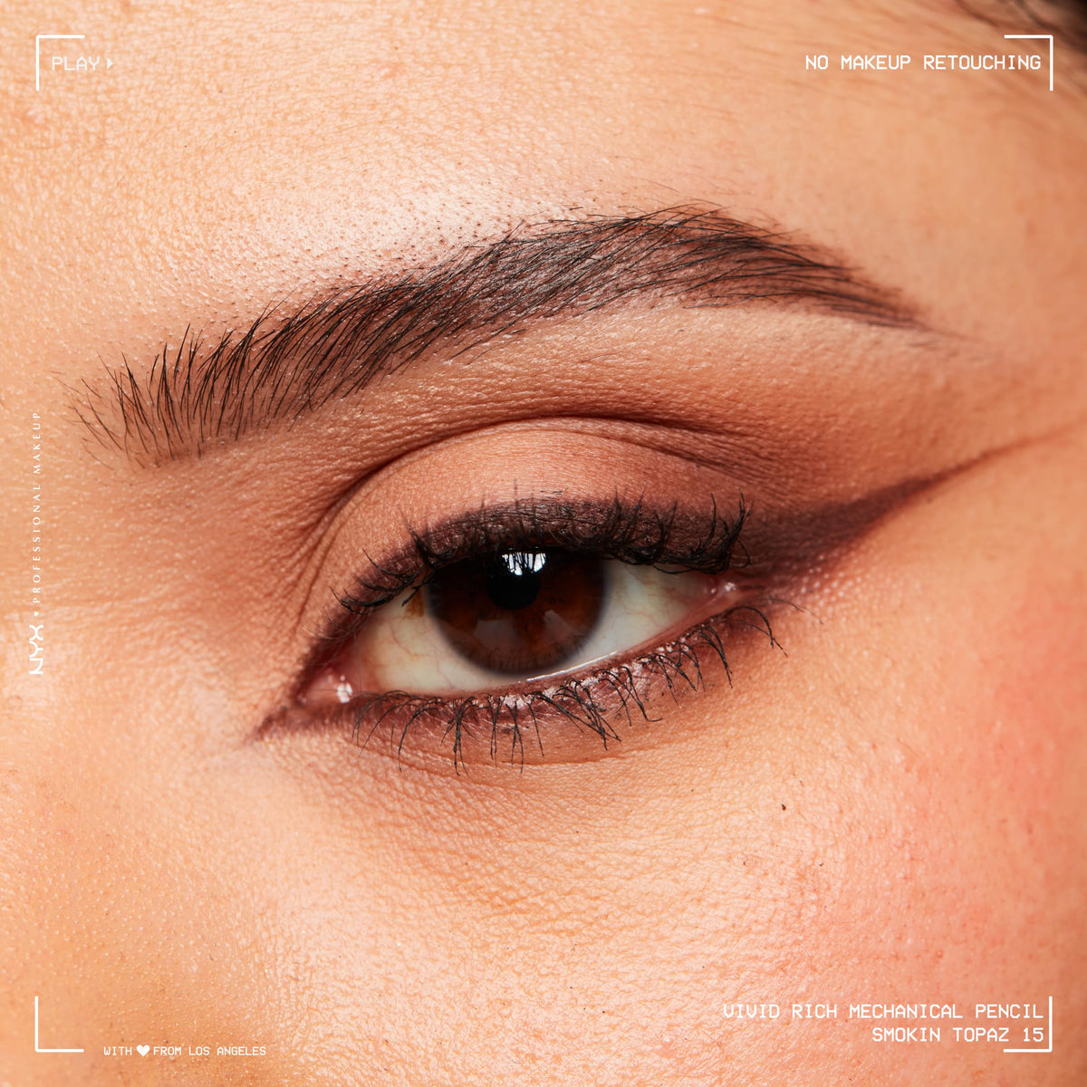 NYX PROFESSIONAL MAKEUP swatch on skin illustrating rich brown shimmer payoff