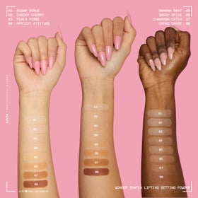 NYX PROFESSIONAL MAKEUP before and after split image showing longer wear and lifted look