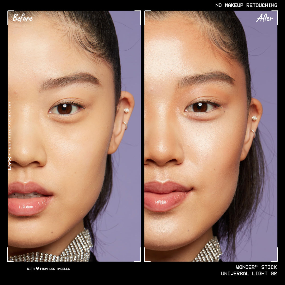 NYX PROFESSIONAL MAKEUP Wonder Stick applied on cheek showing instant sculpt