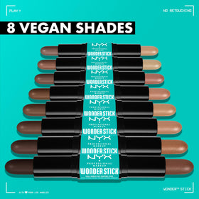 NYX Wonder Stick swatches side-by-side showing buildable pigmentation