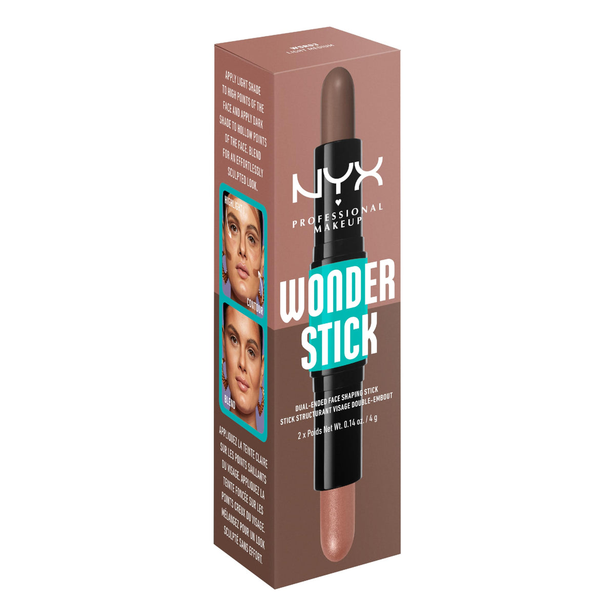 NYX PROFESSIONAL MAKEUP Wonder Stick highlight on nose bridge detail for brightening effect