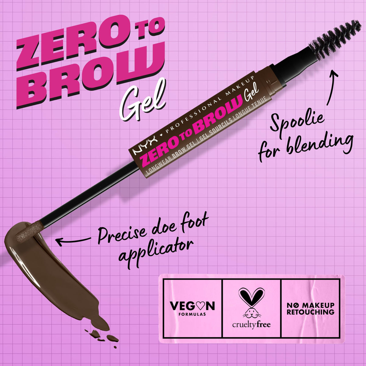 NYX PROFESSIONAL MAKEUP closeup of doe-foot applicator for precise hair-like strokes