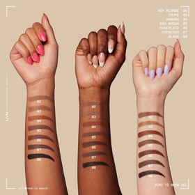 NYX Professional Makeup product with thin and thick stencils showing size comparison
