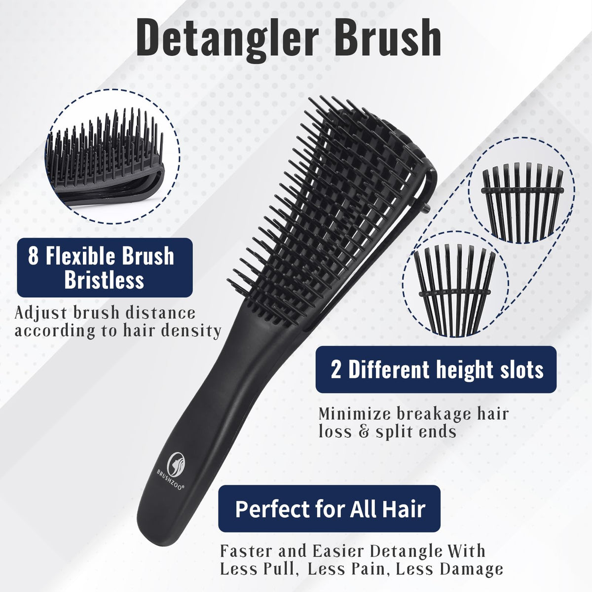 O BRUSHZOO spray bottle producing fine mist to evenly hydrate hair before styling benefit