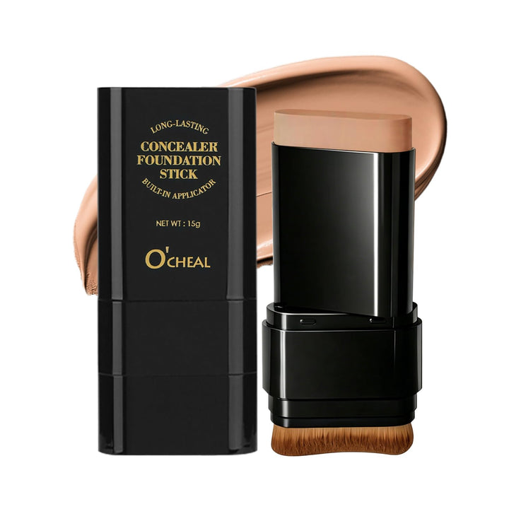 O'CHEAL front view of foundation stick showing shade and cap, easy application