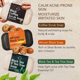 O NATURALS close-up of charcoal soap texture, reveals deep-clean benefit