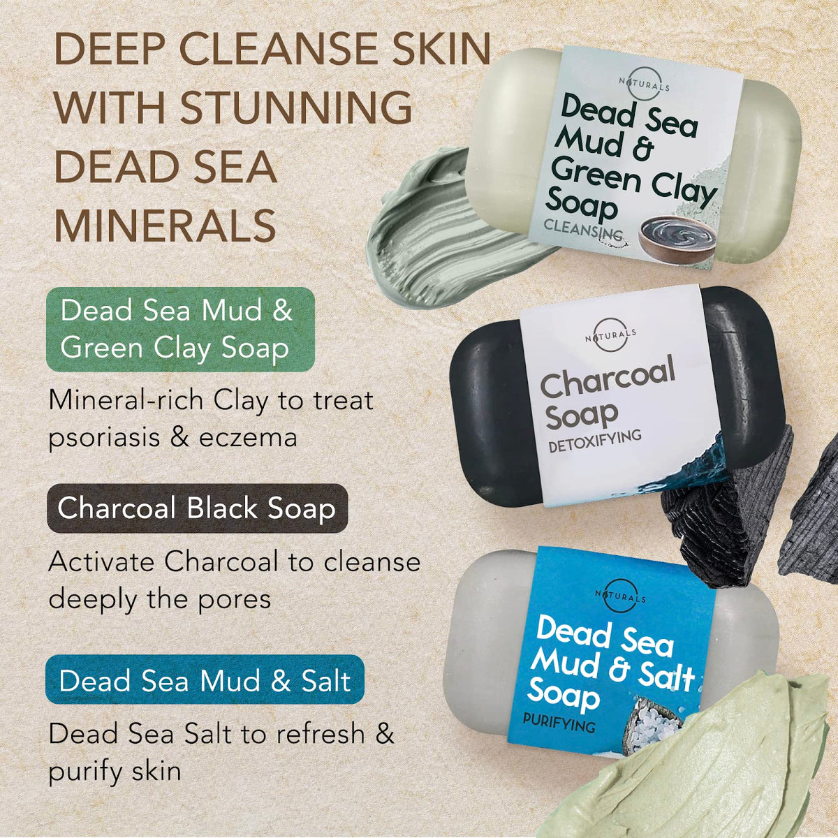 O NATURALS coffee soap with exfoliant grains visible, invigorating polish