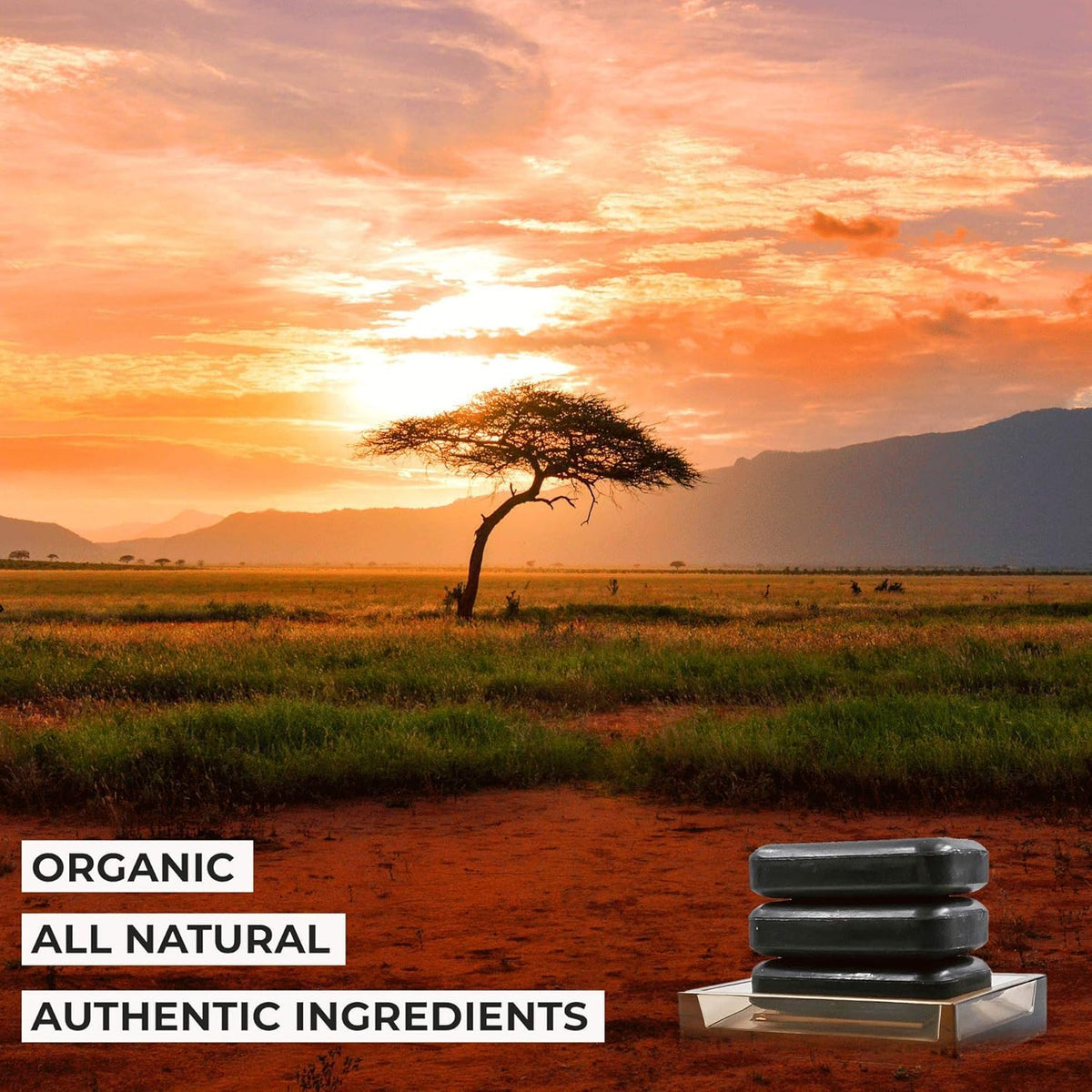 O NATURALS soap bar texture close up displaying shea butter and Dead Sea mud for gentle exfoliation