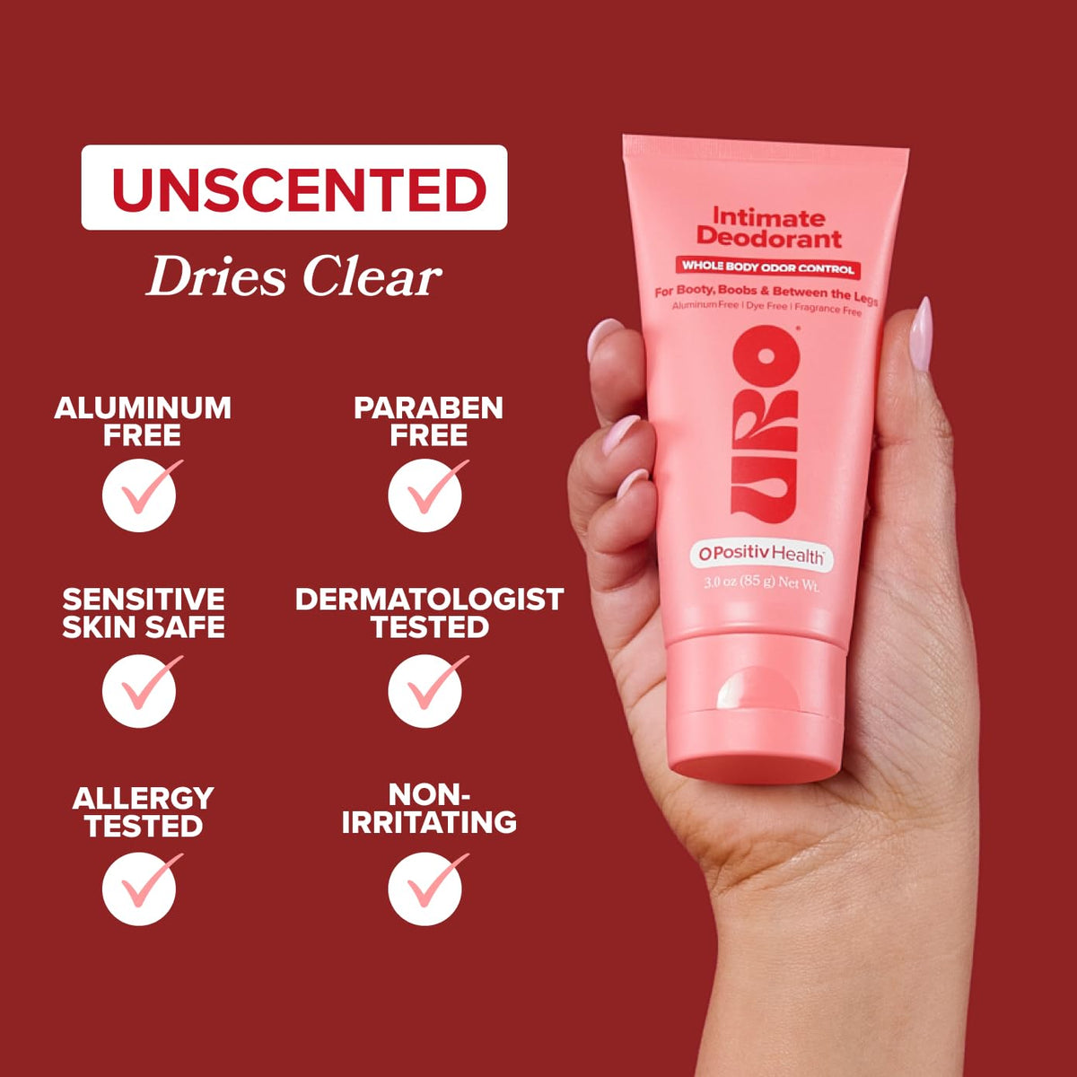 O Positiv URO applied to thigh showing chafe prevention and moisture control