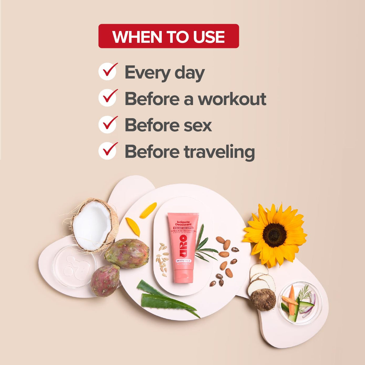 O Positiv URO ingredient label detail highlighting gentle, tested components
