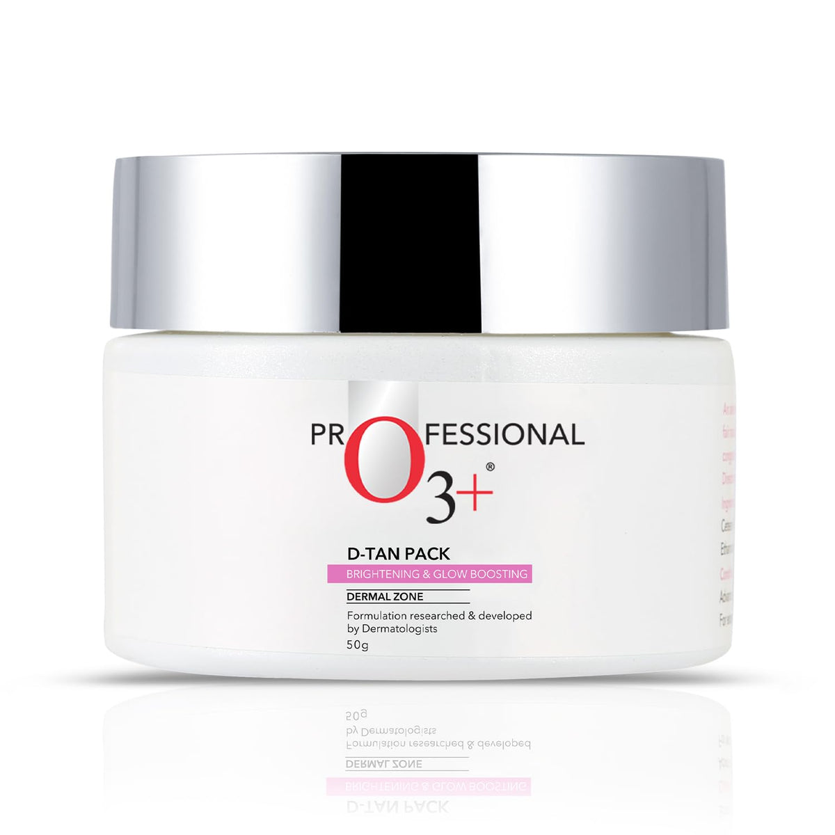 O3+ D-Tan front packaging showing product and net weight, brightening benefit