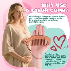 OAKDOLCHE wooden labor comb close-up with engraved words, reassuring tactile support