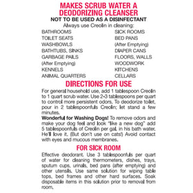 OAKHURST Creolin label close-up displaying directions and ingredients clearly