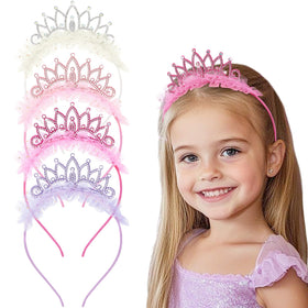 OAOLEER front view of four crown headbands showing colors and sparkle, ideal for parties