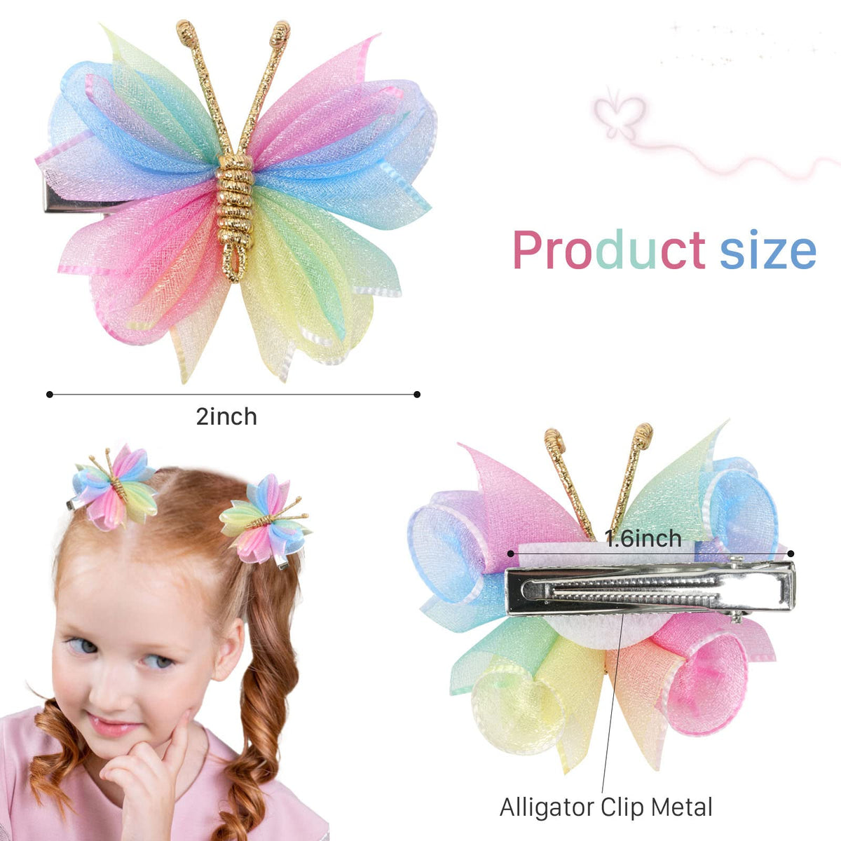 OAOLEER butterfly clip in a ponytail adding playful colorful accent