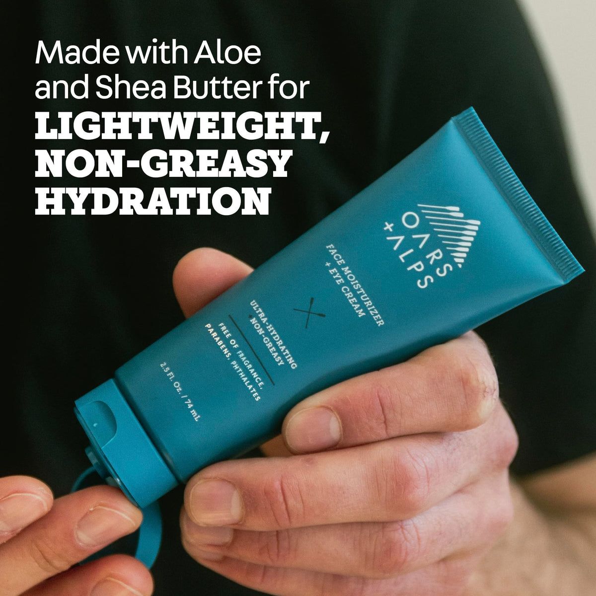 Oars + Alps being applied to face in morning routine for quick absorption