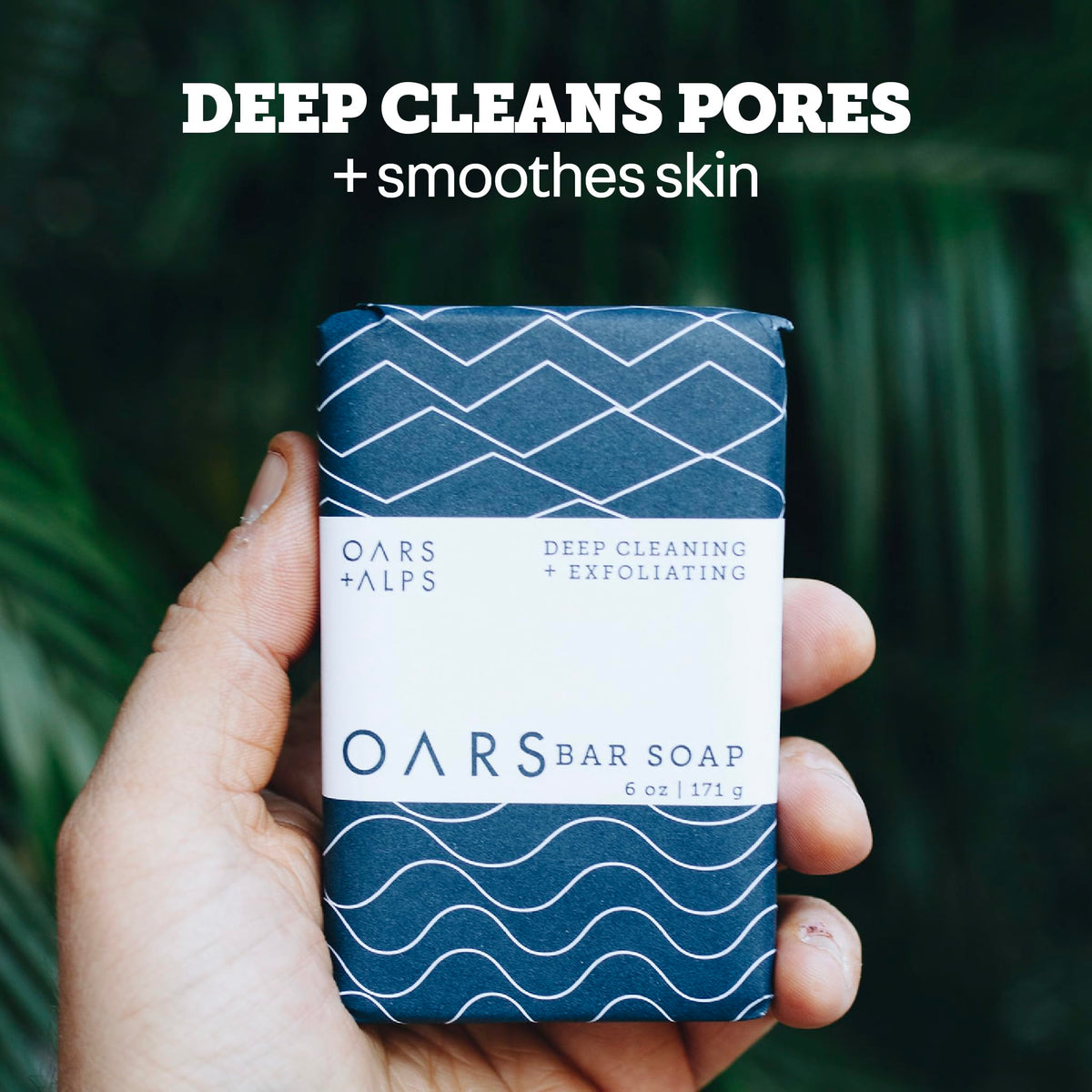 Oars + Alps close-up of bar texture with volcanic sand for gentle exfoliation
