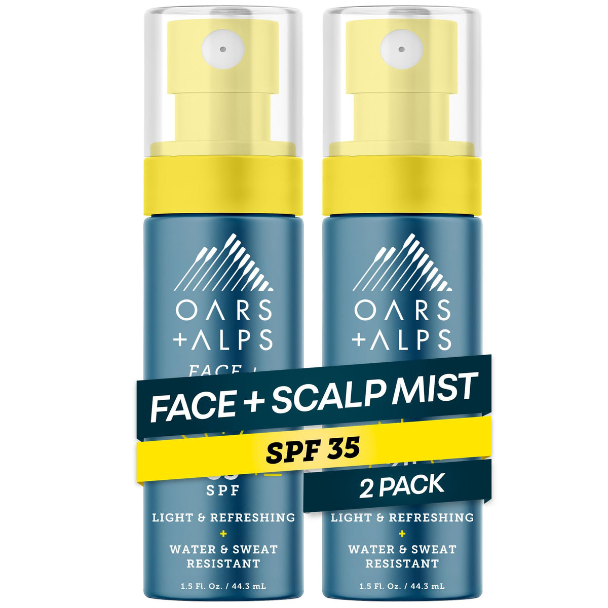 Oars + Alps front bottle showing SPF 35 and travel-ready design